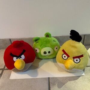 Lot of 3 Official Angry Bird Plushies 6 inches Tall